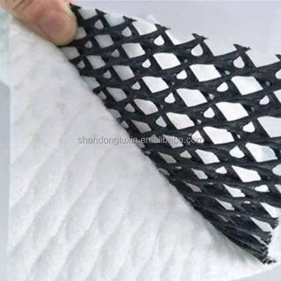 Geonet de drenaje compuesto en blanco y negro 3D para construcción rápida y estabilización del suelo