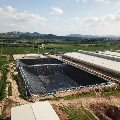 Materiales geosky de HDPE para piscifactorías de estanque de limpieza longitud 50-100m negro geomembrana impermeable