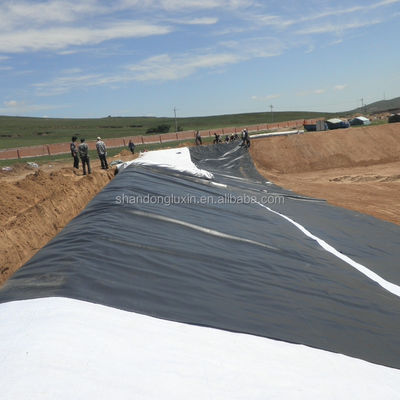 2 mm Geomembrana de HDPE negro impermeable para estanques de pescado de camarón para edificios de acuicultura