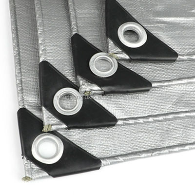 Tarpaulín revestido de PE resistente a los rayos UV en gris plateado para protección impermeable Ancho 2-11m