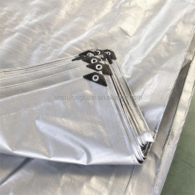 Tarpaulín revestido de PE resistente a los rayos UV en gris plateado para protección impermeable Ancho 2-11m